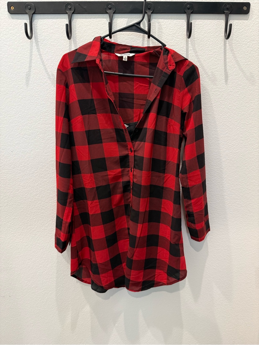 BB Dakota Red and Black Plaid Button-Up Top